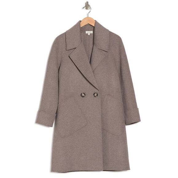 Kinross Wool & Cashmere Blend Notch Collar Button Front Coat - Picture 2 of 16